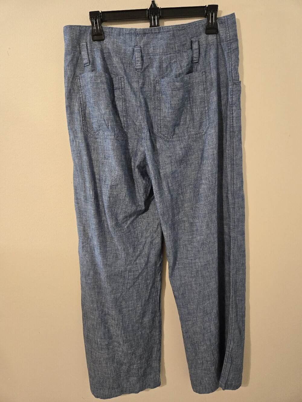 GAP Women's Wide Leg Chambray Pants Blue 100% Cotton Size 10 - Picture 2 of 6